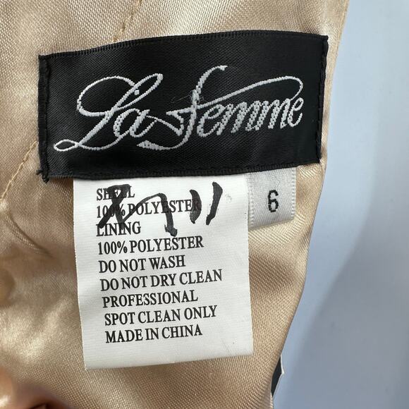 La Femme Prom Dress SZ 6 Blue Violet Formal Gown Embellished Lace Top Sleeveless - Picture 14 of 15